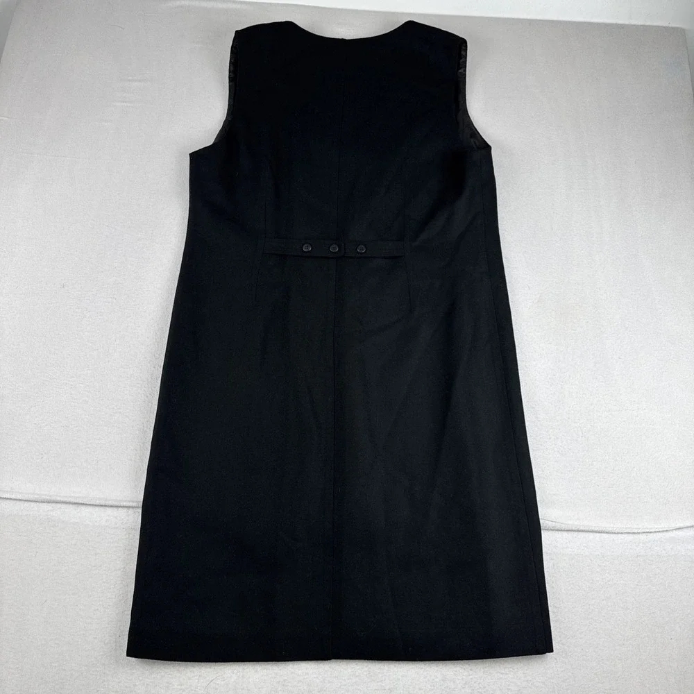 Worthington Womens Black Wool Buttoned Sleeveless Jumper Shift Dress Size 14